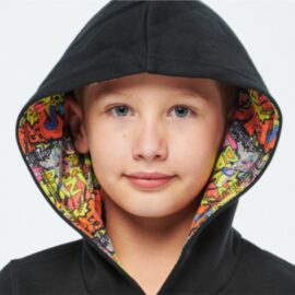 Otroški črn hoodie s tiskom po želji